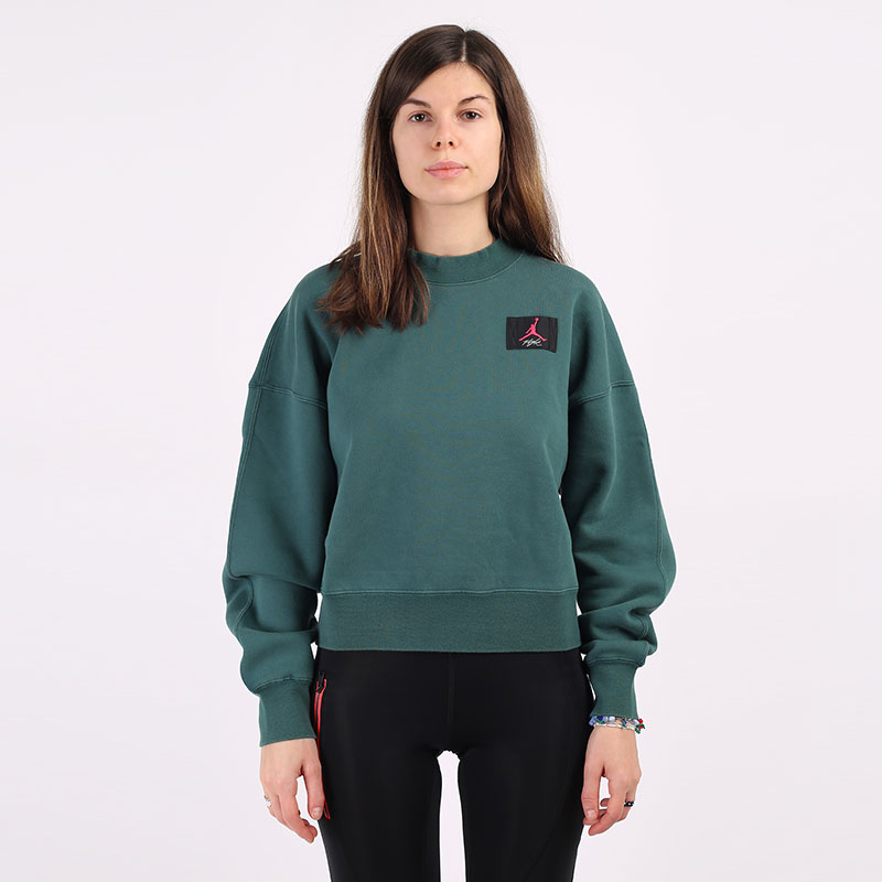 женская зеленая толстовка Jordan Flight Fleece Crew CV7783-370 - цена, описание, фото 3